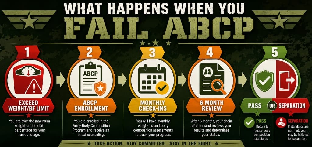 Army Body Composition Program failure timeline and progression steps